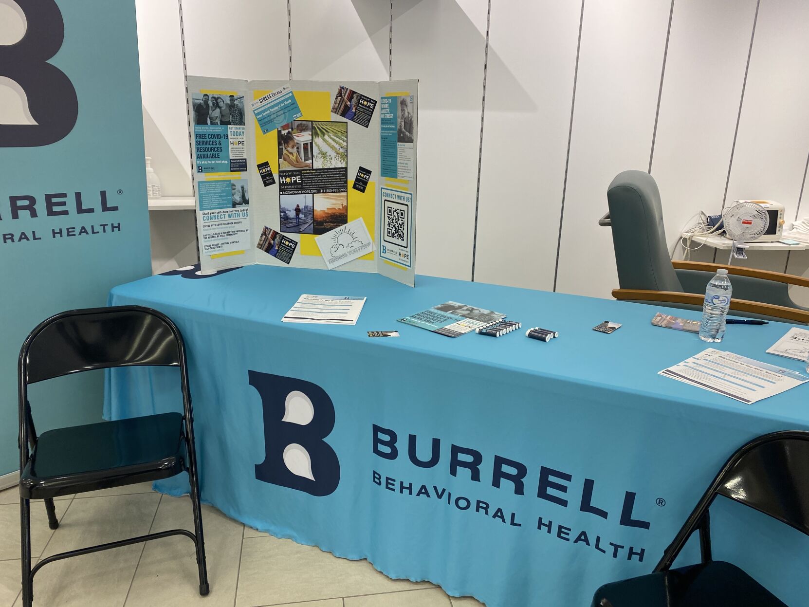 Burrell Behavioral Health table at Columbia Mall vaccination event